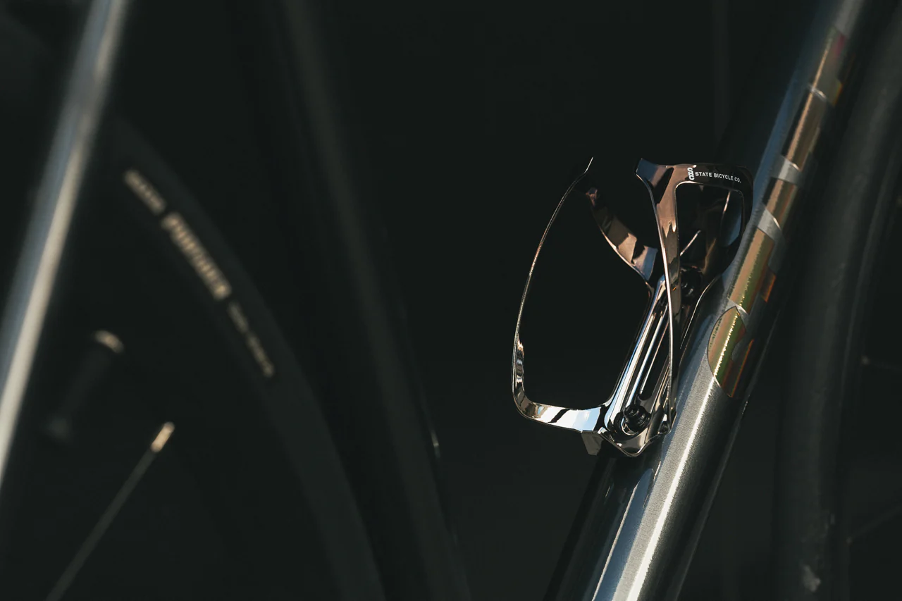 State Bicycle Co. - Metallic Series Bottle Cage - Shadow Chrome (Black / Silver) - Image 4